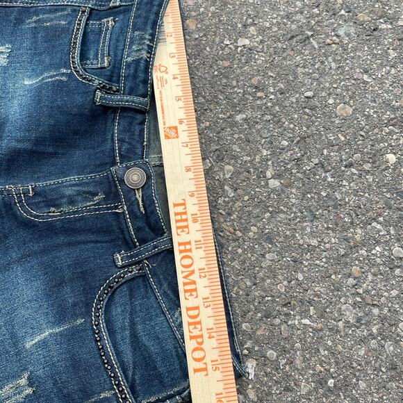 y2k grunge streetwear rodeo western cowgirl Rue21 denim shorts sz 5/6 Frey edge - Picture 6 of 12